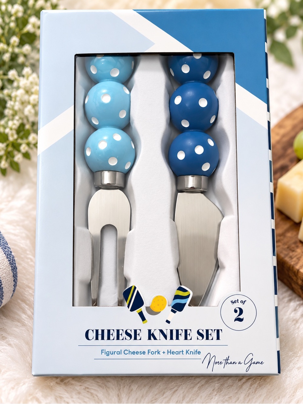 Pickle Ball edition Polka Dot Blue Cheese Knife new